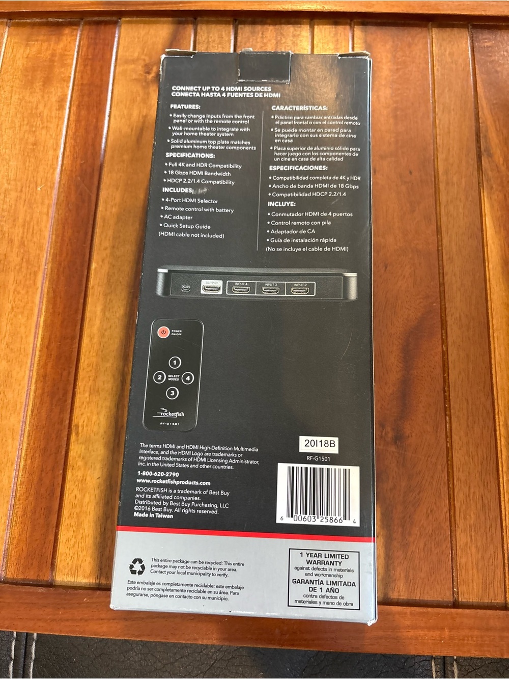 Rocketfish RF-G1501 4 Port 4K HDMI Switch Box Kit Remote Control New Open Box - Picture 2 of 5
